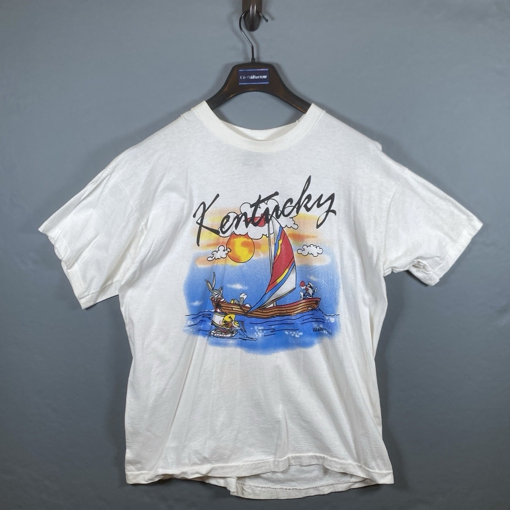 Vintage 1994 Looney Tunes Kentucky Sailboat T-Shirt XL Bugs Bunny Sylvester TSI